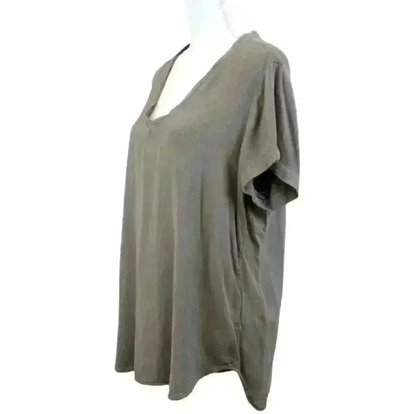 Cloth & Stone Olive Army Green Gray V Neck T-Shirt Size Large - Picture 3 of 6